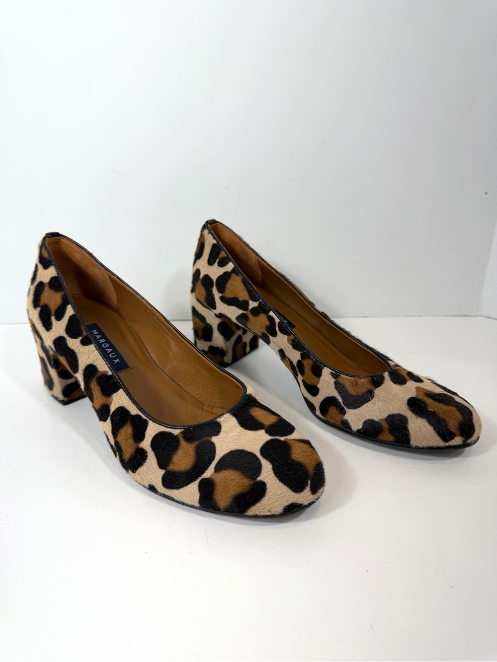 MARGAUX NY The Heel Leopard Print Calf Hair Block Heel Pumps EU 38.5 / US 8.5 M